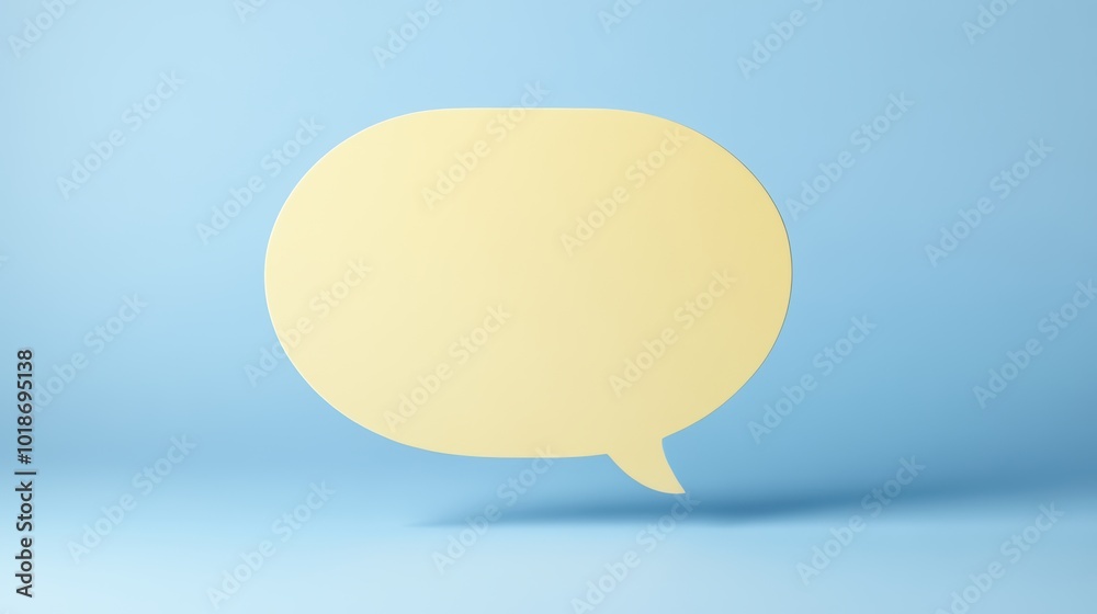 Yellow speech bubble on a light blue background for communication concepts. Yellow speech bubble on a light blue background for communication concepts.