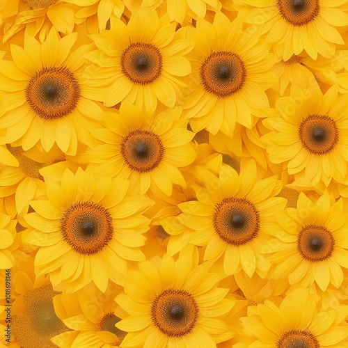 A close up of yellow sunflowers with a bright yellow background photo