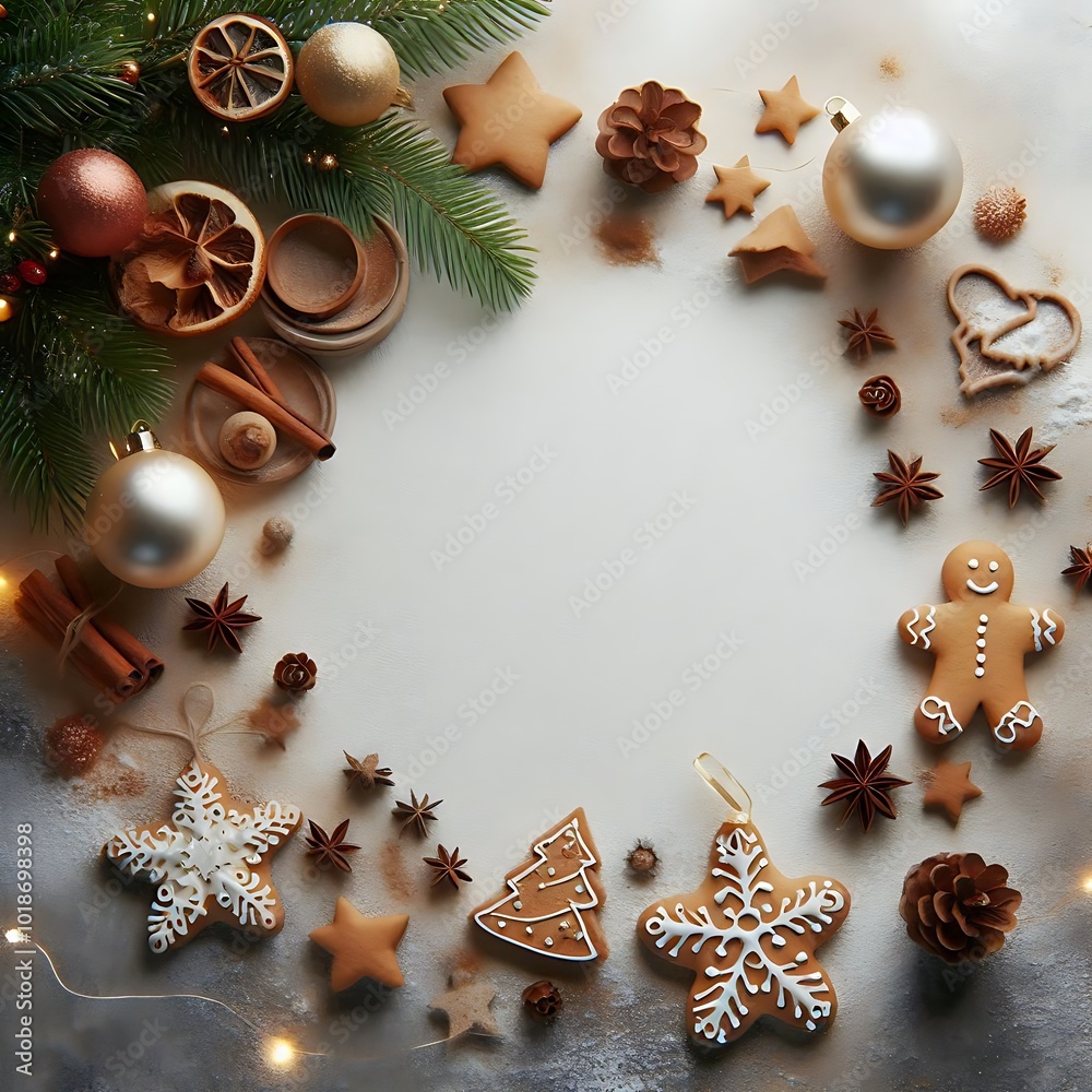 Fototapeta premium christmas background with branches and decorations,generative ai