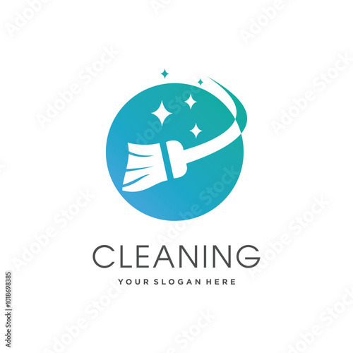 Cleaning logo design with modern concept