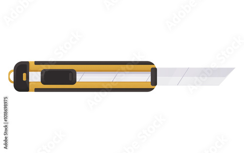 A utility cutter with a yellow and black design on a plain background. Vector illustration