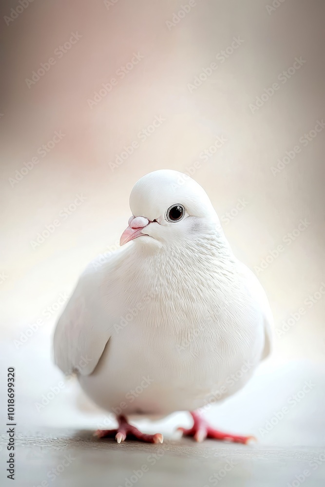 A tight shot of a white bird with a pink beak against a pristine background The surroundings softly blur A tight shot of a white bird with a pink beak against a pristine background The surroundings softly blur