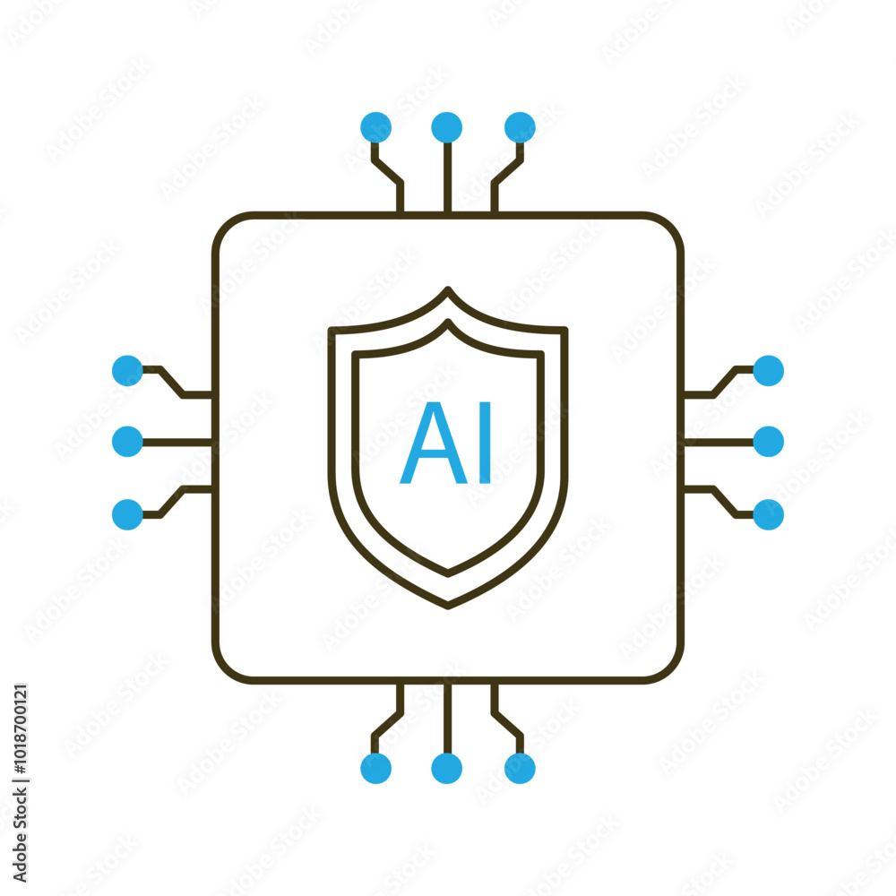 AI Shield for Cyber and Data Defense Vector Icon Design, safety, tech defense, digital shield, cyber safety, protection AI Shield for Cyber and Data Defense Vector Icon Design, safety, tech defense, digital shield, cyber safety, protection
