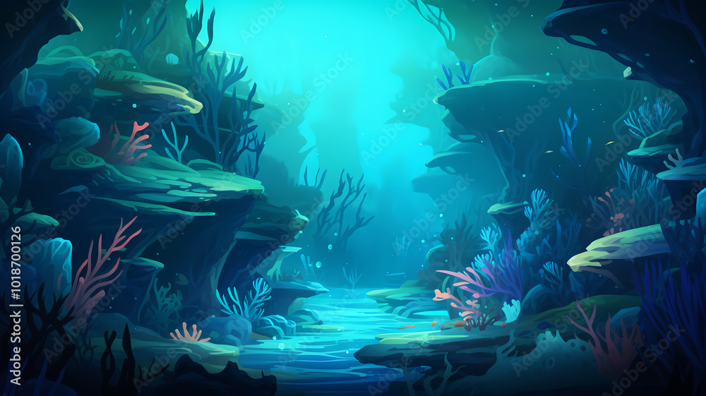 Fototapeta premium Mysterious underwater world background