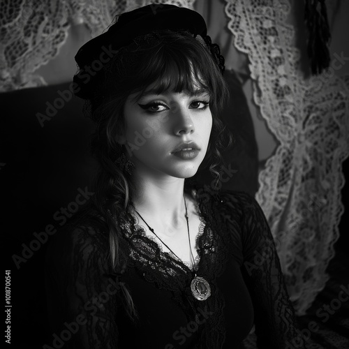 Beautiful young woman in fairy tale, medieval period photo