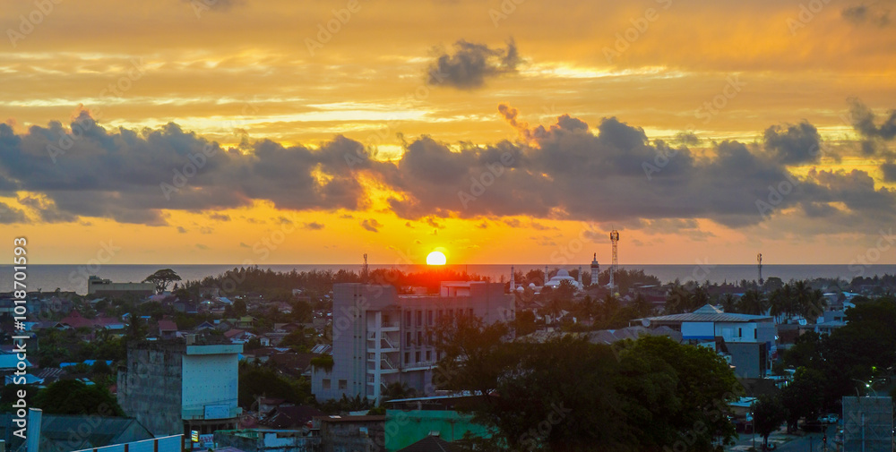 Sunset view on the horizon line Sunset view on the horizon line