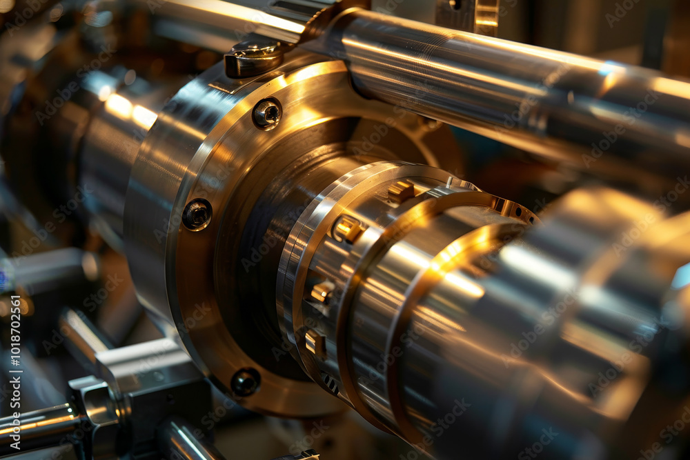 A large piece of machinery with a gold finish A large piece of machinery with a gold finish
