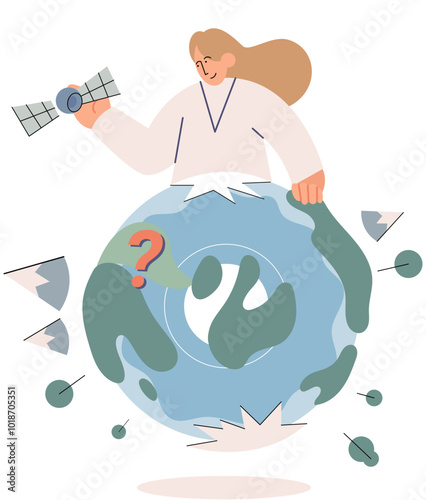 Scientist woman. Vector illustration. The scientist woman concept challenges gender stereotypes in scientific occupations Ecology is fundamental branch scientific study Scientific experiments