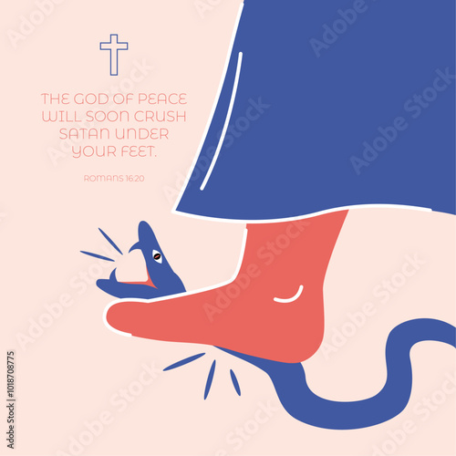 Jesus crushes the snake with feet