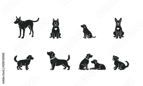 dogs silhouette vector art illustration image