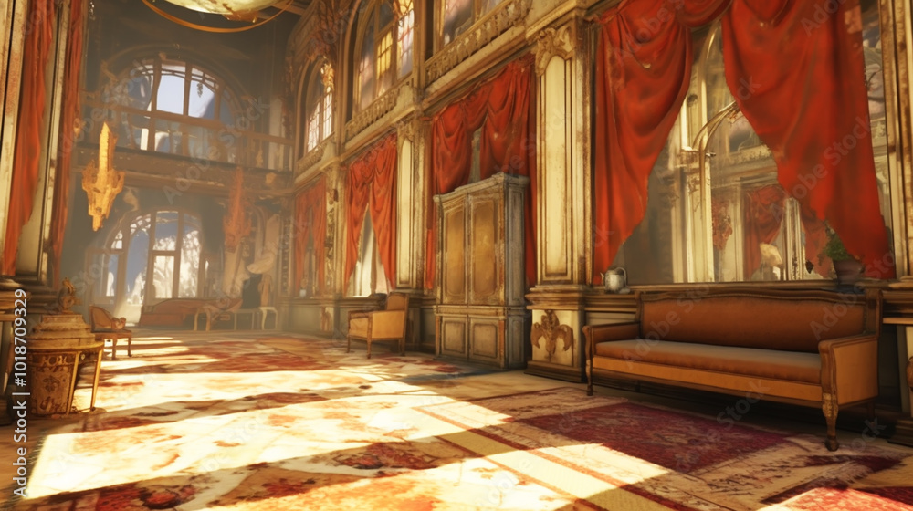 Obraz premium interior christmas. magic glowing tree, fireplace and gifts