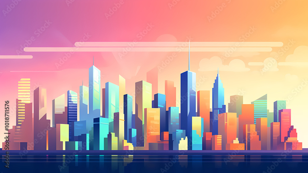 Modern business district city skyline