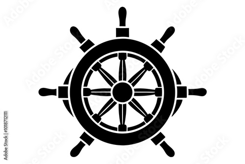 Ship steering | vector silhouette illustration on white background