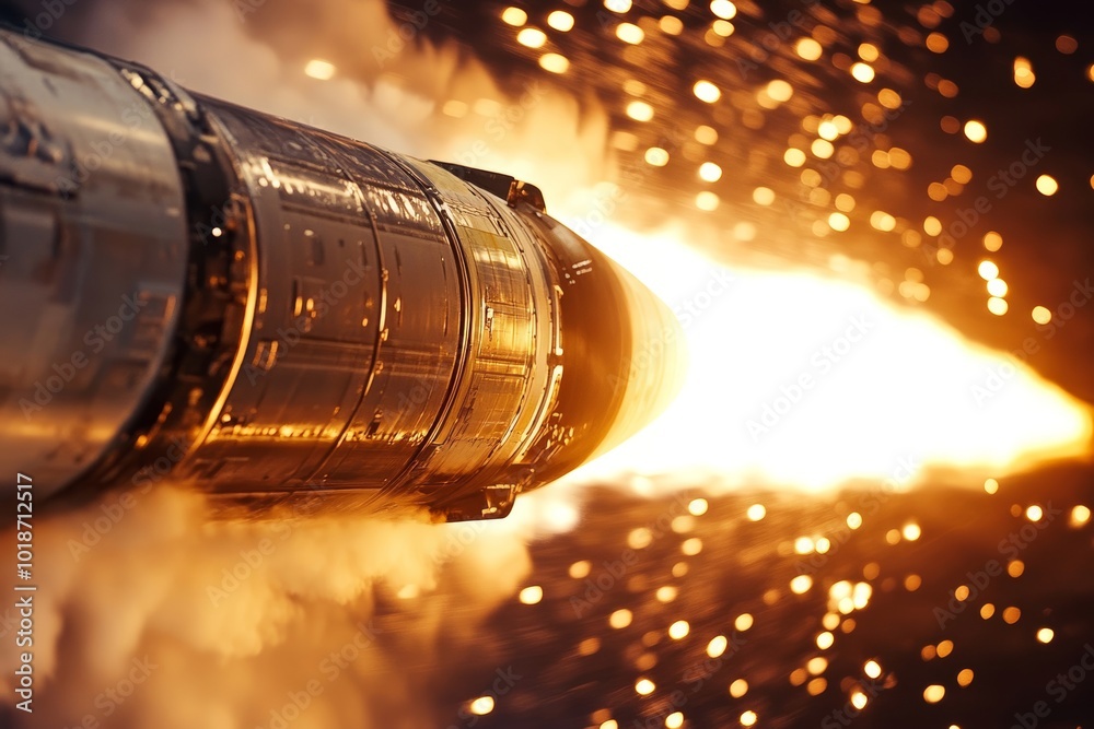 Close-up of the rocket's jet engine being activated Close-up of the rocket's jet engine being activated