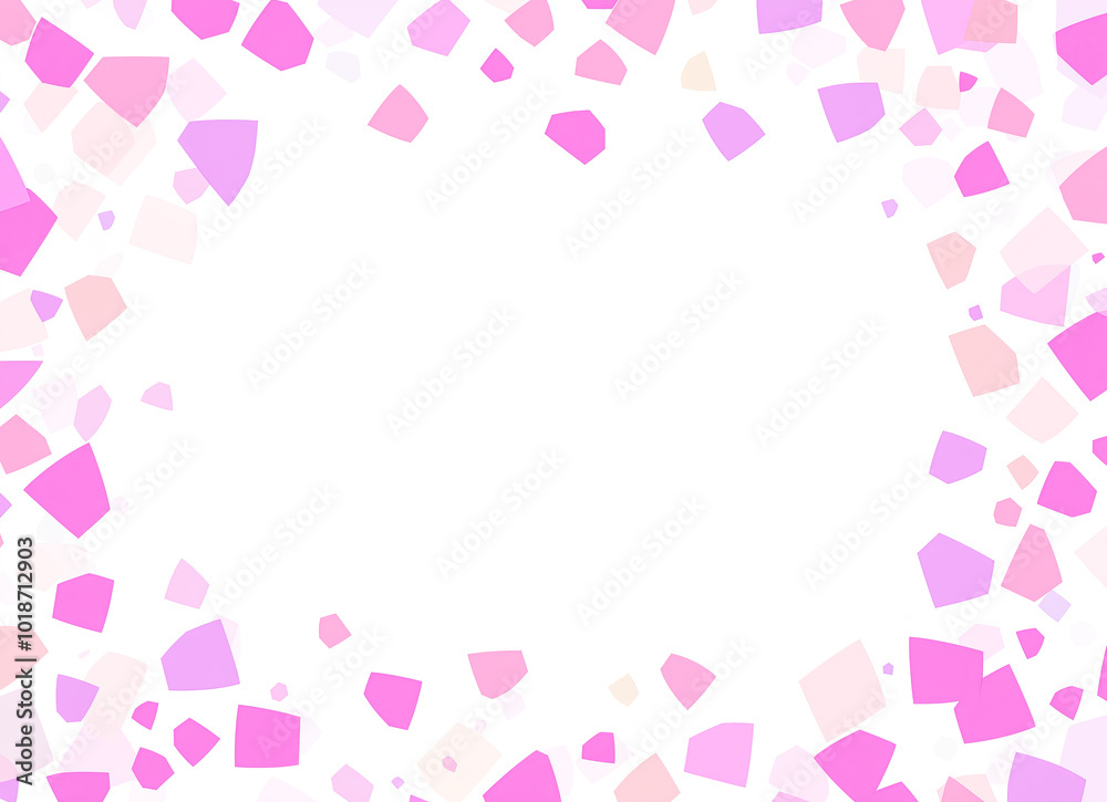 White background with pink and purple pastel-colored geometric frame border illustration. Pink, violet, and white flat simple background. White background with pink and purple pastel-colored geometric frame border illustration. Pink, violet, and white flat simple background.