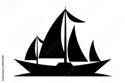 Sailing | vector silhouette illustration on white background