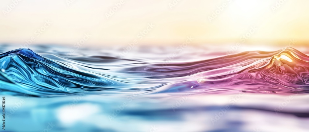 A tight shot of a wave on a water body under a vivid sunsky backdrop A tight shot of a wave on a water body under a vivid sunsky backdrop