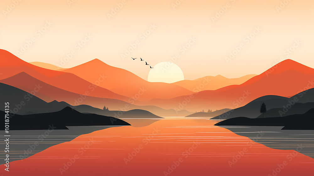 warm toned mountain illustration warm toned mountain illustration