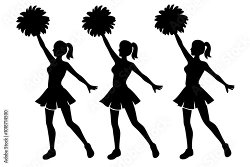 Cheerleader | vector silhouette illustration on white background