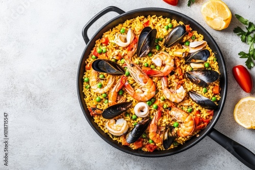 Spanish Seafood Paella in a Pan photo