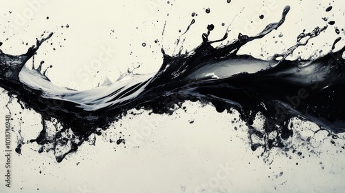 Abstract Black Liquid Splash with White Background