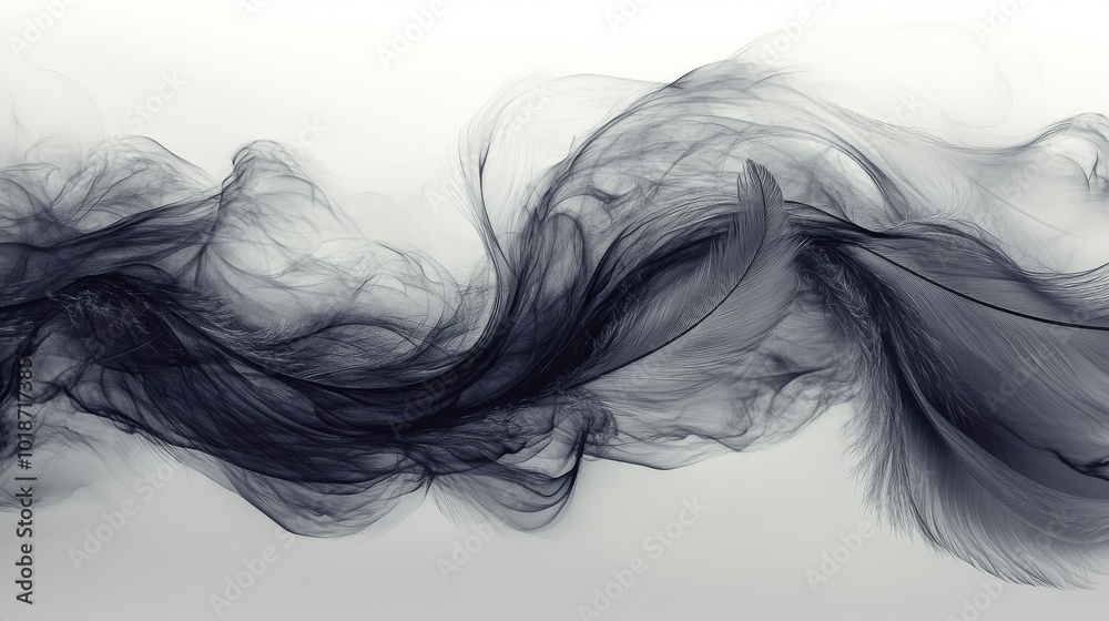 Abstract Gray Feather Design with Smooth Waves Abstract Gray Feather Design with Smooth Waves