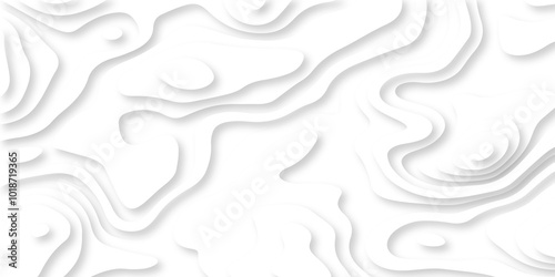 White minimal abstract background 3d papercut and grid spiral realistic design use for ads banner and advertising print design. 3d topography relief. Vector topographic illustration.