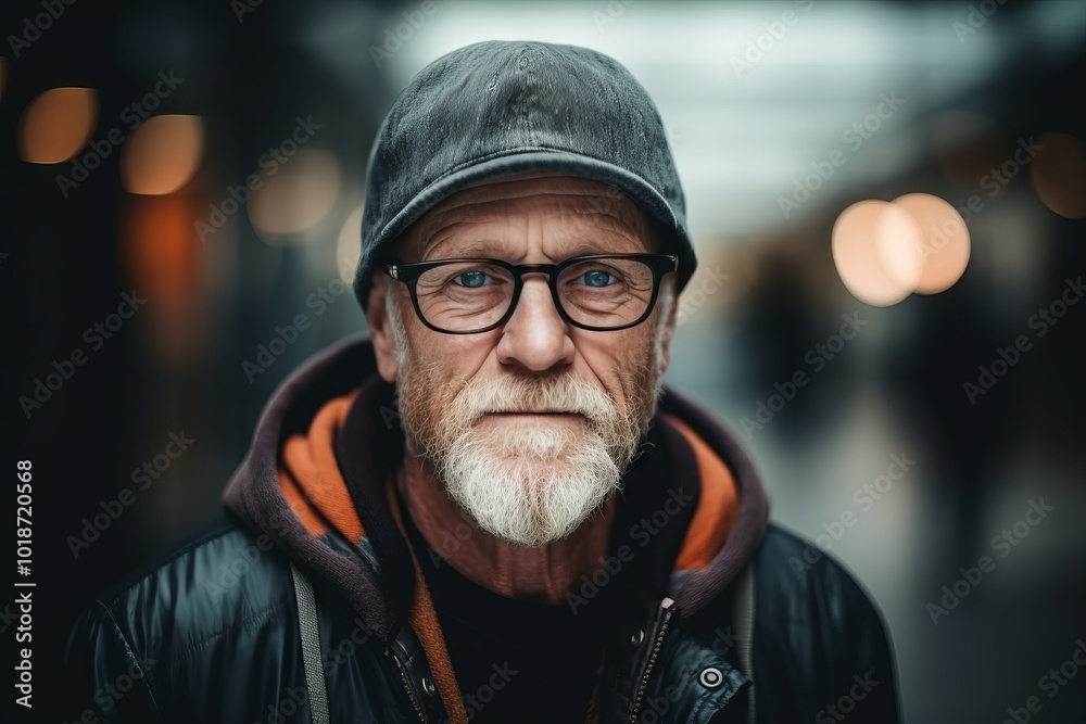 Portrait of an old man with a grey beard and glasses. Portrait of an old man with a grey beard and glasses.