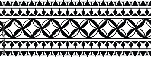 Polynesian pattern tribal tattoo border. Tribal tattoo geometric fore arm samoan band. Tattoo eps forearm samoan sleeve bracelet. Fabric seamless isolated hawaiian pattern on white background.