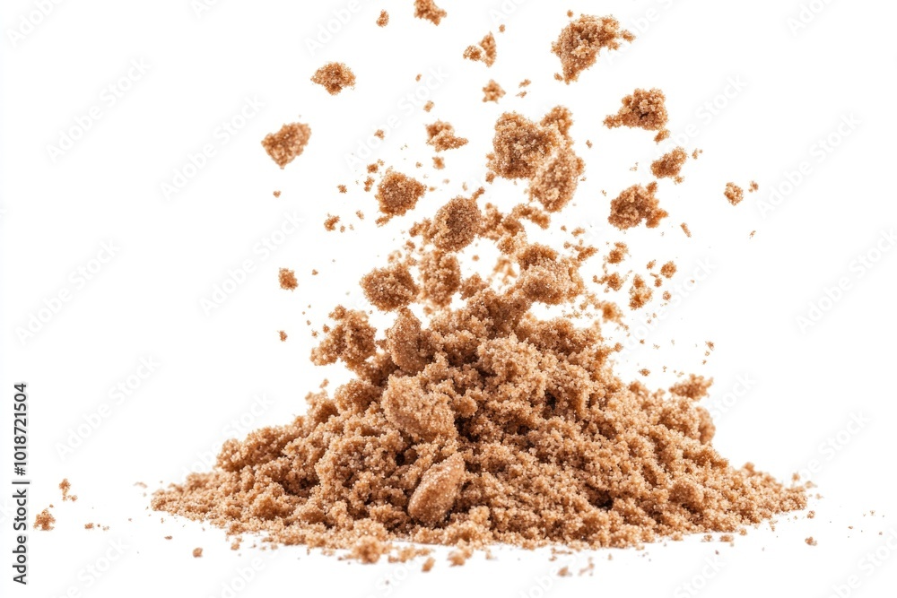 A mound of brown sugar sits on a clean white surface A mound of brown sugar sits on a clean white surface