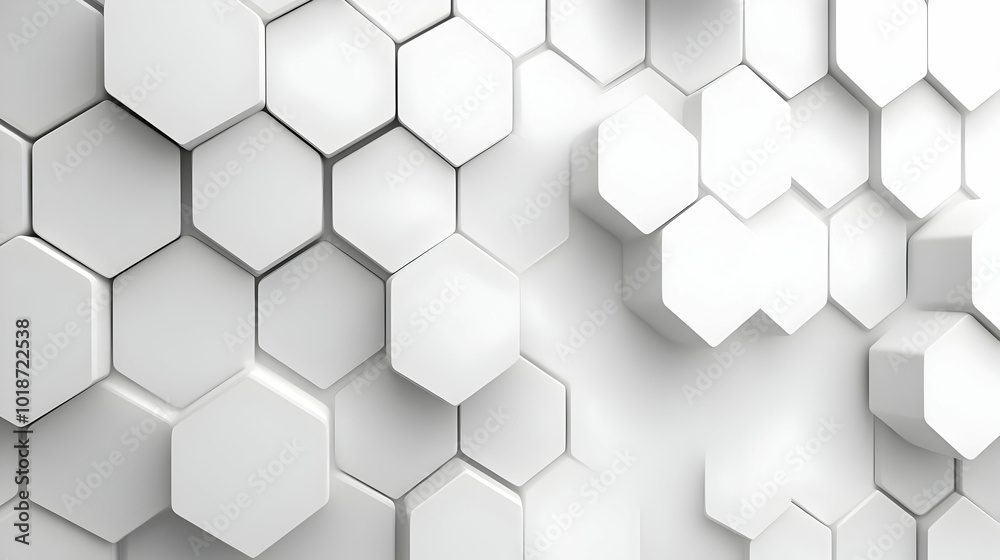 Naklejka premium Abstract 3D Geometric Hexagon Pattern Background Rendered in White