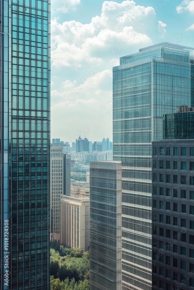 High-rise building with a panoramic view of the city High-rise building with a panoramic view of the city