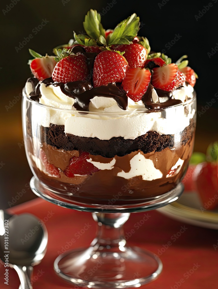 chocolate cake trifle with strawberry with generative ai chocolate cake trifle with strawberry with generative ai