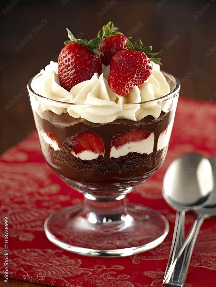 chocolate cake trifle with strawberry with generative ai chocolate cake trifle with strawberry with generative ai