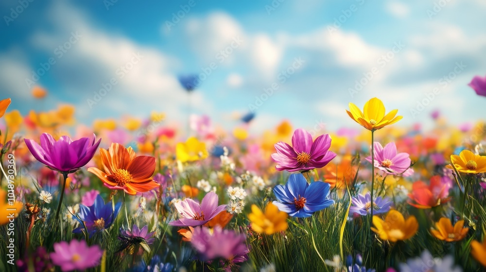 Vibrant Wildflowers Blooming in a Sunny Meadow Vibrant Wildflowers Blooming in a Sunny Meadow
