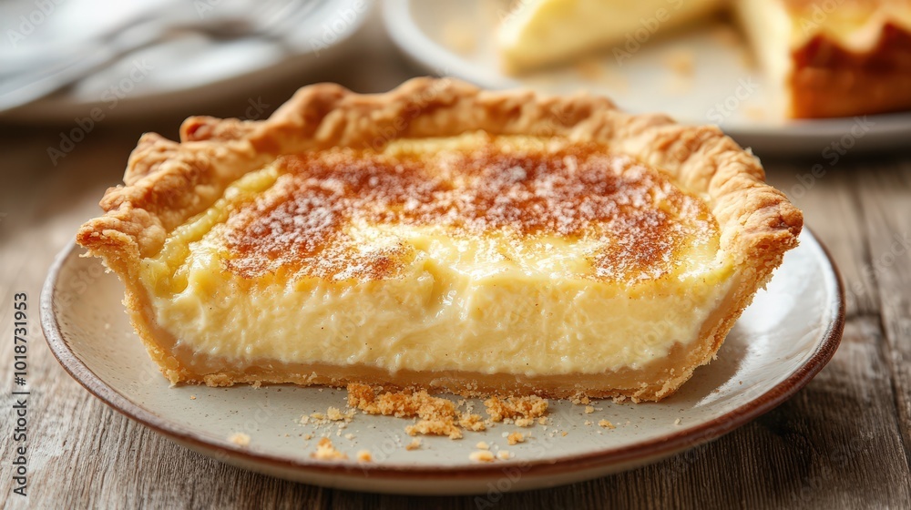 Custard Pie: Classic Baked Dessert with Creamy Custard Filling and Flaky Crust