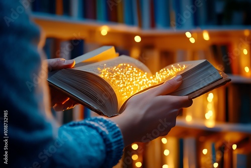 Realistic depiction of a person revisiting an old library, pulling out dusty books from the shelves and reflecting on the knowledge of yesterday, symbolizing the power of learning** photo