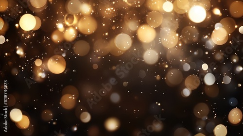 A captivating display of golden bokeh lights fills the image, evoking a sense of magic and wonder, offering a stunning and abstract visual experience. photo