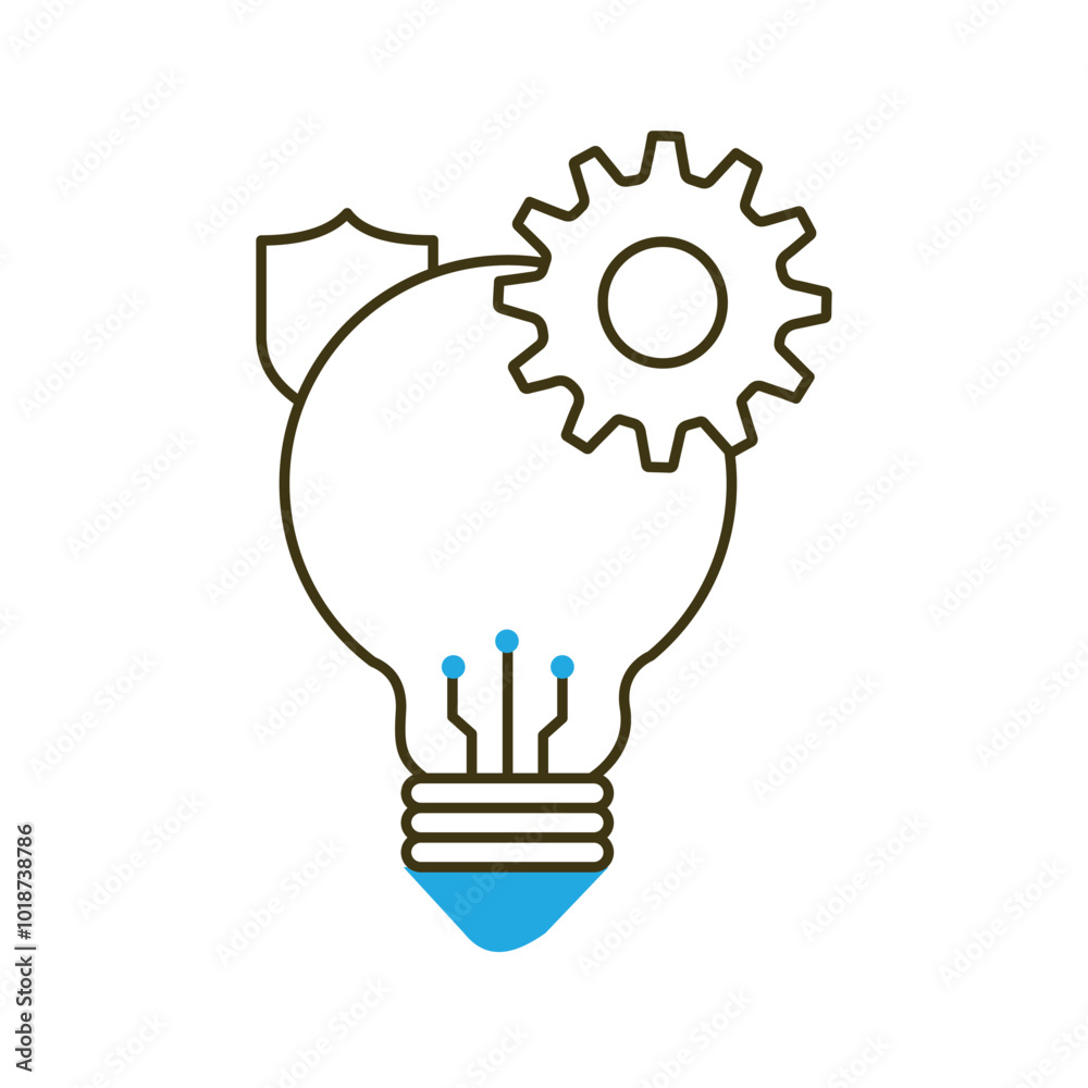 AI Innovation Shield Vector Icon Design, idea protection, light bulb, creativity, tech safety, digital protection AI Innovation Shield Vector Icon Design, idea protection, light bulb, creativity, tech safety, digital protection