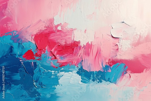 Abstract Oil Painting with Pink, Blue, and White Colors photo