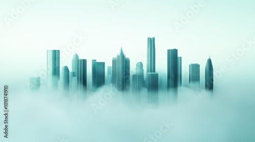 A cityscape with buildings and streets partially obscured by a hazy, atmospheric blur, emphasizing the feeling of distance and anonymity.