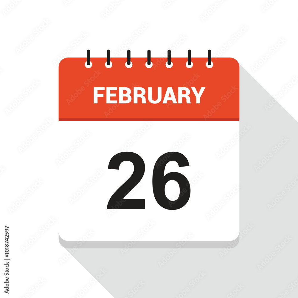 Fototapeta premium February 26 Calendar Date Icon