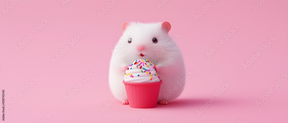 Adorable Hamster Enjoying a Scoop of Ice Cream Adorable Hamster Enjoying a Scoop of Ice Cream