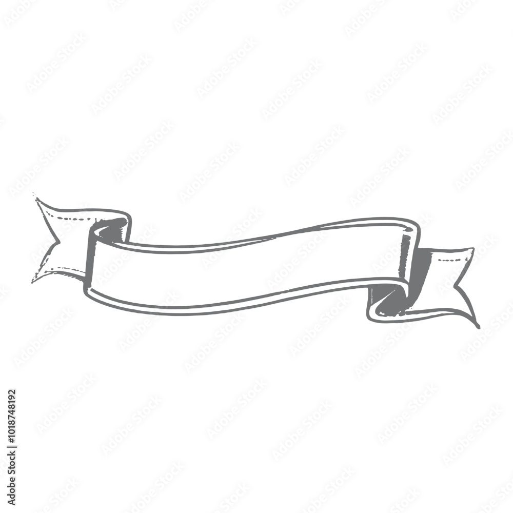 Fototapeta premium A black and white sketch of a flying banner or ribbon