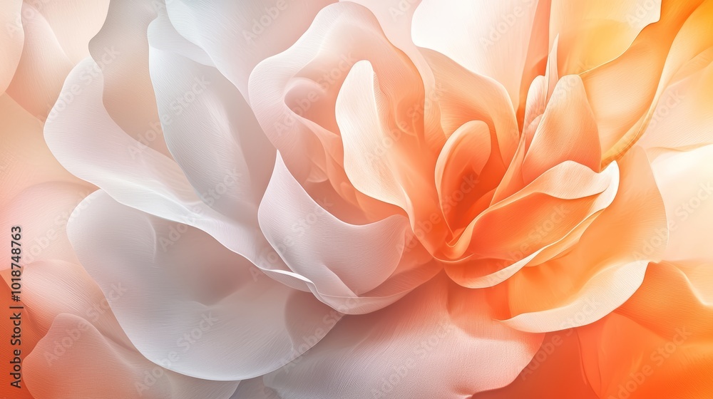 Close-up of an intricate, colorful flower with soft, layered petals and a radiant glow, ideal for abstract art projects, floral designs, or fantasy-themed backgrounds