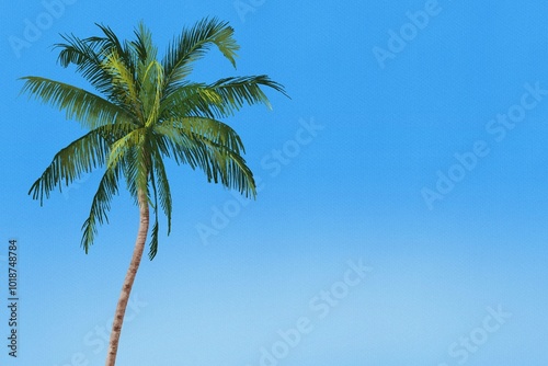 coconut tree Tropical on blue sky palm tree with coconuts against a white background, perfect for summer vibes and beach-themed designs summer 