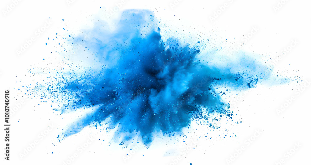 Explosive Art: Abstract Blue Powder on a White Canvas Explosive Art: Abstract Blue Powder on a White Canvas