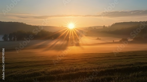 Shoot during the golden hour as the sun rises, casting soft, warm light across the mountains, illuminating the ridges and valleys