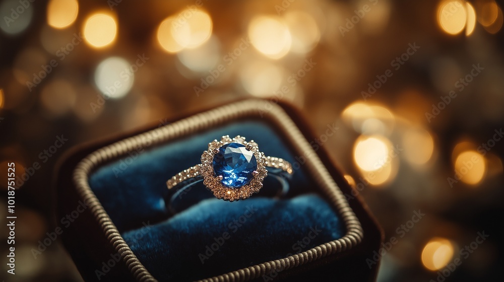 blue sapphire ring nestled in a velvet box blue sapphire ring nestled in a velvet box