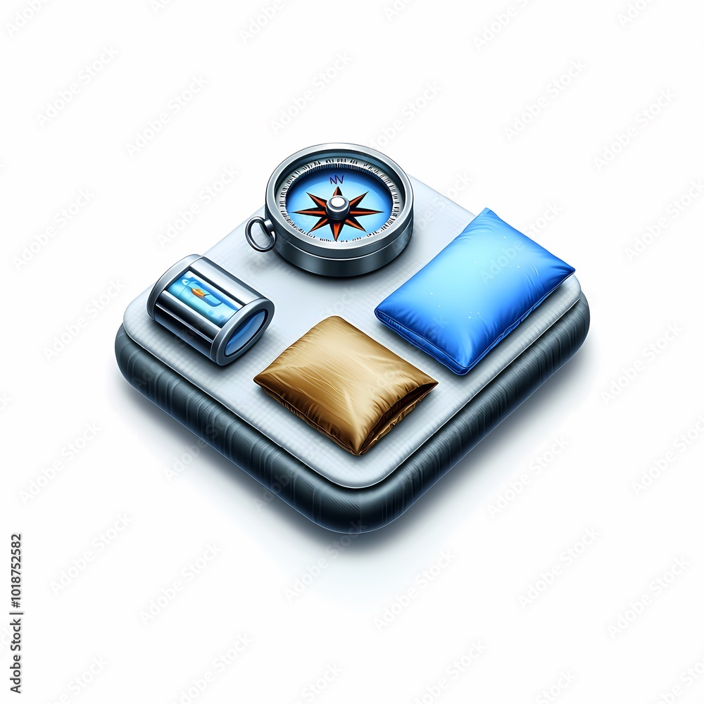 Minimalist Adventure Gear Icons with Compass Design Minimalist Adventure Gear Icons with Compass Design